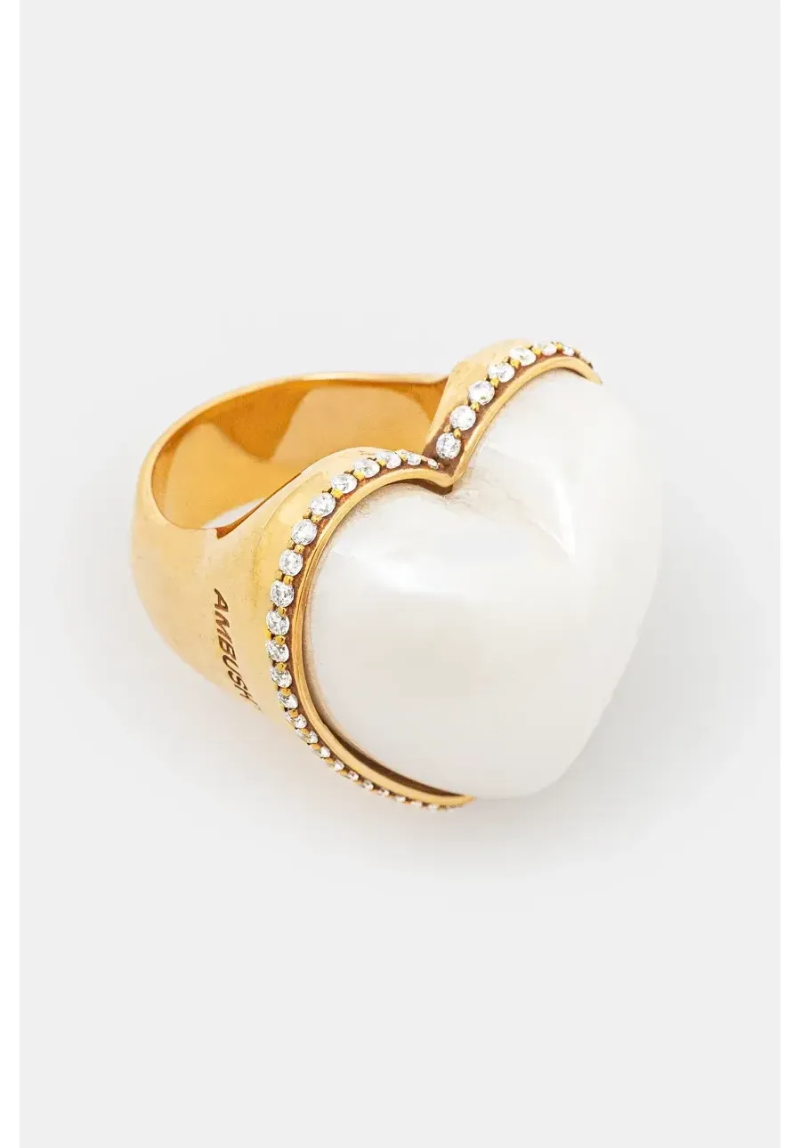 obrazek 1 AMBUSH pierścionek srebrny Large Pearl Heart Ring 12115243