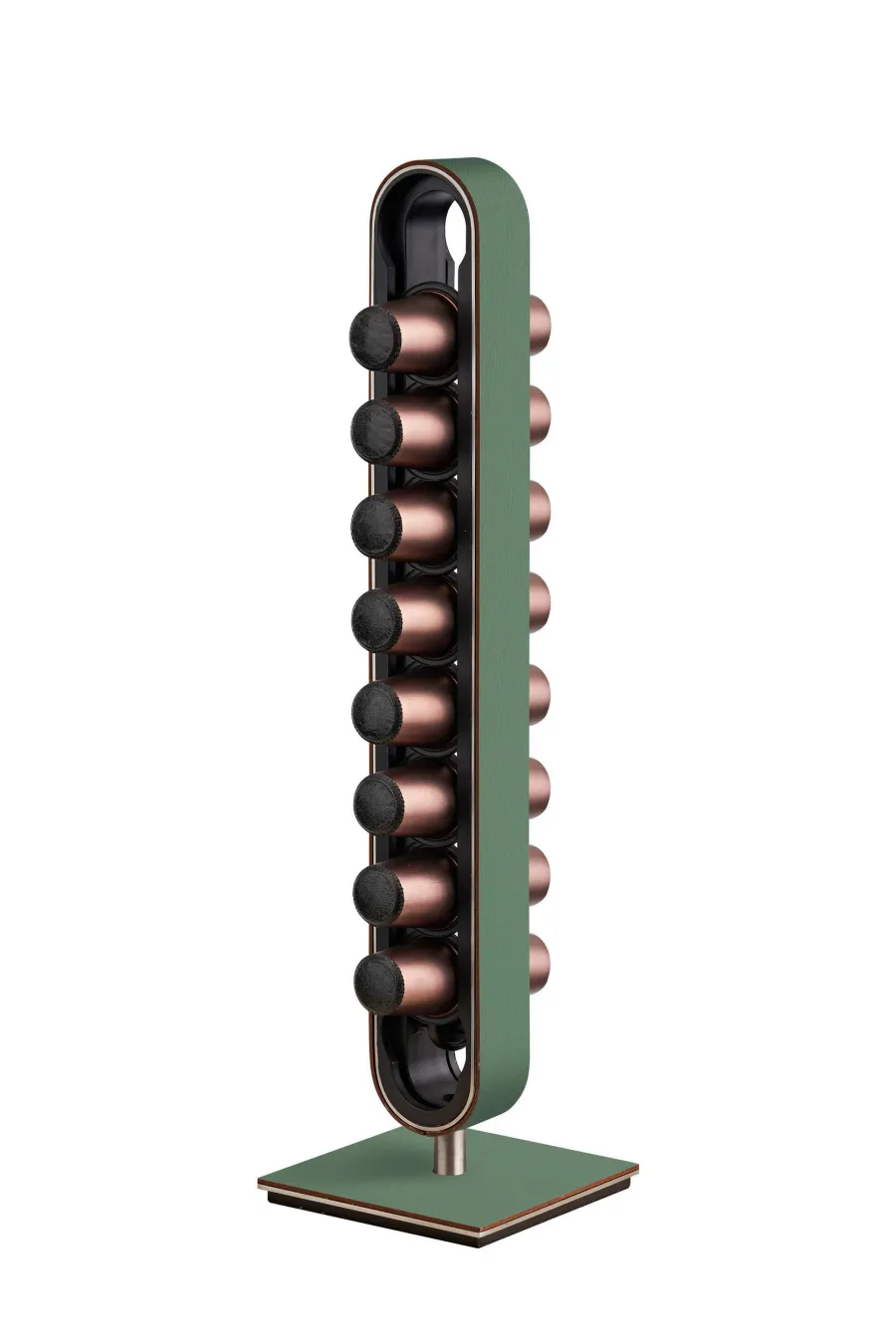 picture 2 Original coffee capsule holder for the kitchen or office, made of eucalyptus-colored leather