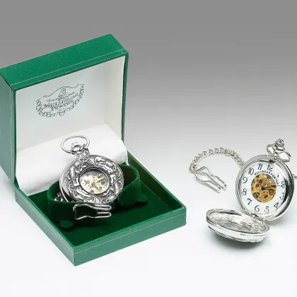 Zdjęcie Unikatowy męski mechaniczny zegarek z pewteru ze zdobieniem inspirowanym Księgą z Kells