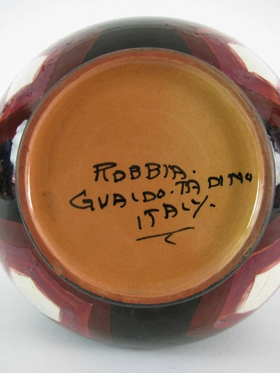 obrazek 2 Okrągły ceramiczny wazon na kwiaty z połowy XX wieku z ręcznie wykonanymi wnękami
