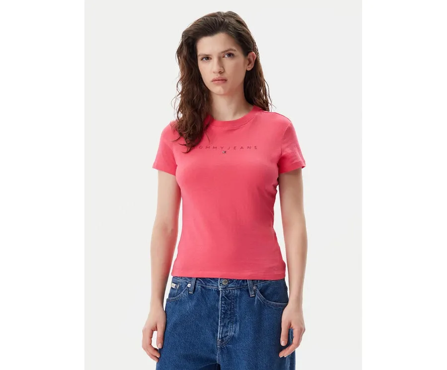 obrazek 1 Tommy Jeans T-Shirt Tonal Linear DW0DW20315 Różowy Slim Fit