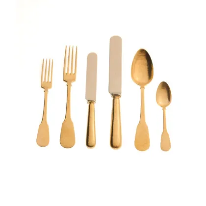 Zdjęcie Stylowy włoski zestaw sztućców ze srebra platerowanego złotem - Pampaloni