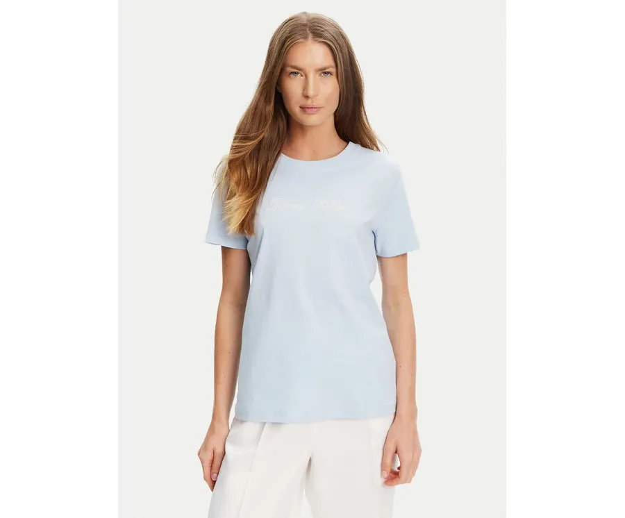 obrazek 1 Tommy Hilfiger T-Shirt Script WW0WW45746 Błękitny Regular Fit