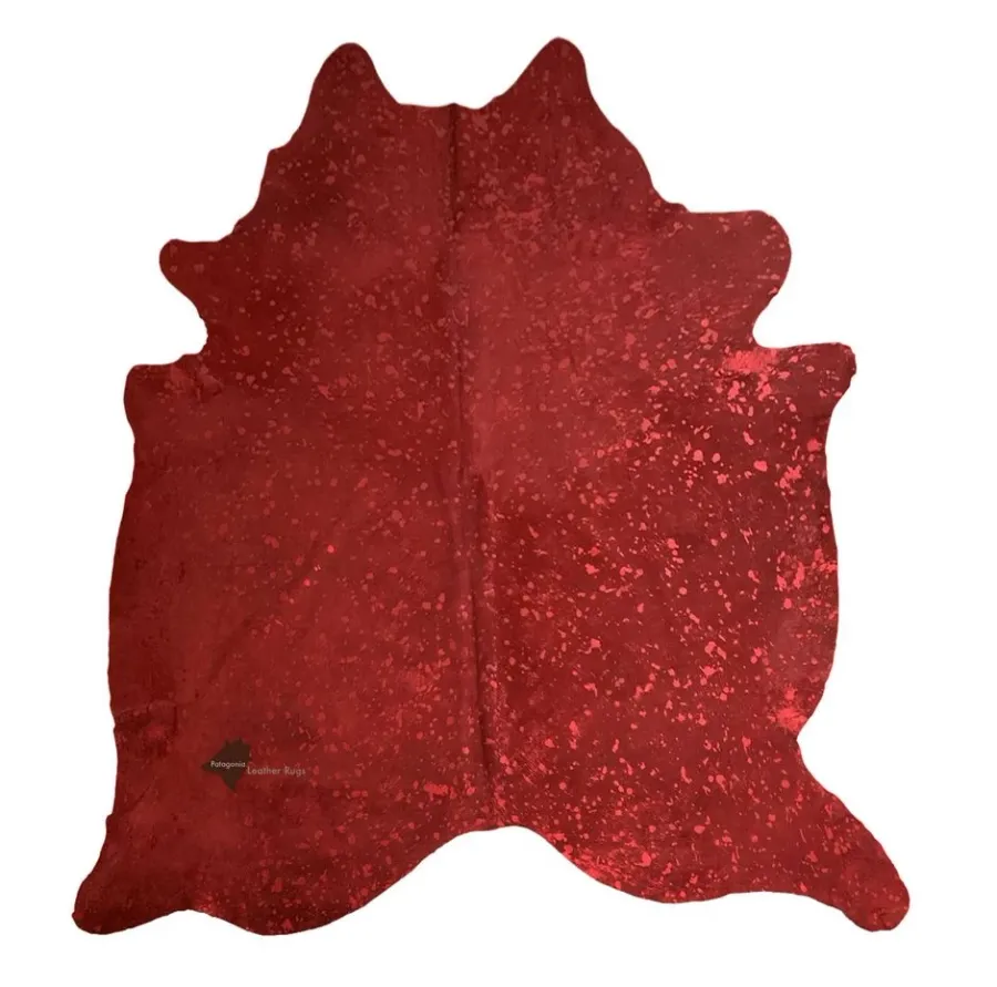 obrazek 1 Czerwony dywan ze skóry bydlęcej - 234x226 cm