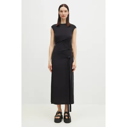 Zdjęcie Y-3 sukienka TNCL 3-Stripes Dress kolor czarny maxi dopasowana JN1806