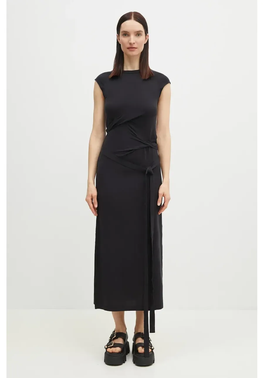 obrazek 1 Y-3 sukienka TNCL 3-Stripes Dress kolor czarny maxi dopasowana JN1806