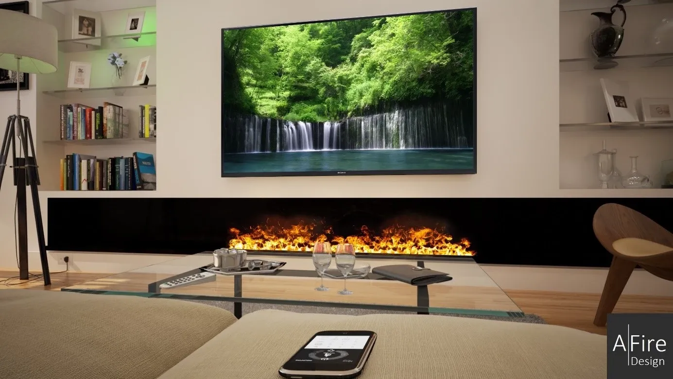 Picture 150 cm elitarny kominek elektryczny na parę wodną - A fireplace