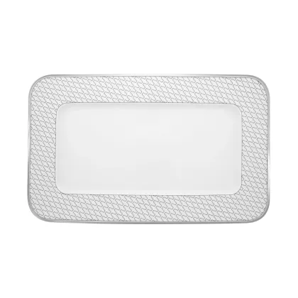 Zdjęcie Porcelanowy duży prostokątny talerz z kolekcji Trasso z geometrycznym wzorem i platynowym wykończeniem - Vista Alegre