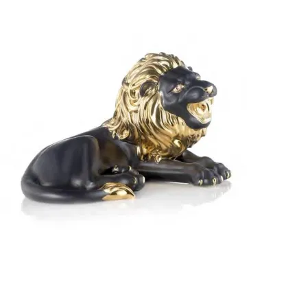 Picture Ornaments and decorations for interiors - black ceramic lion