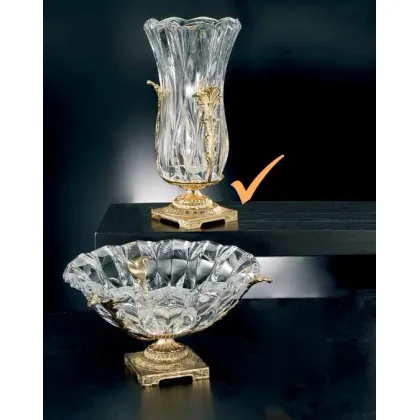 Zdjęcie Wazon - kryształ - mosiądz - złoto