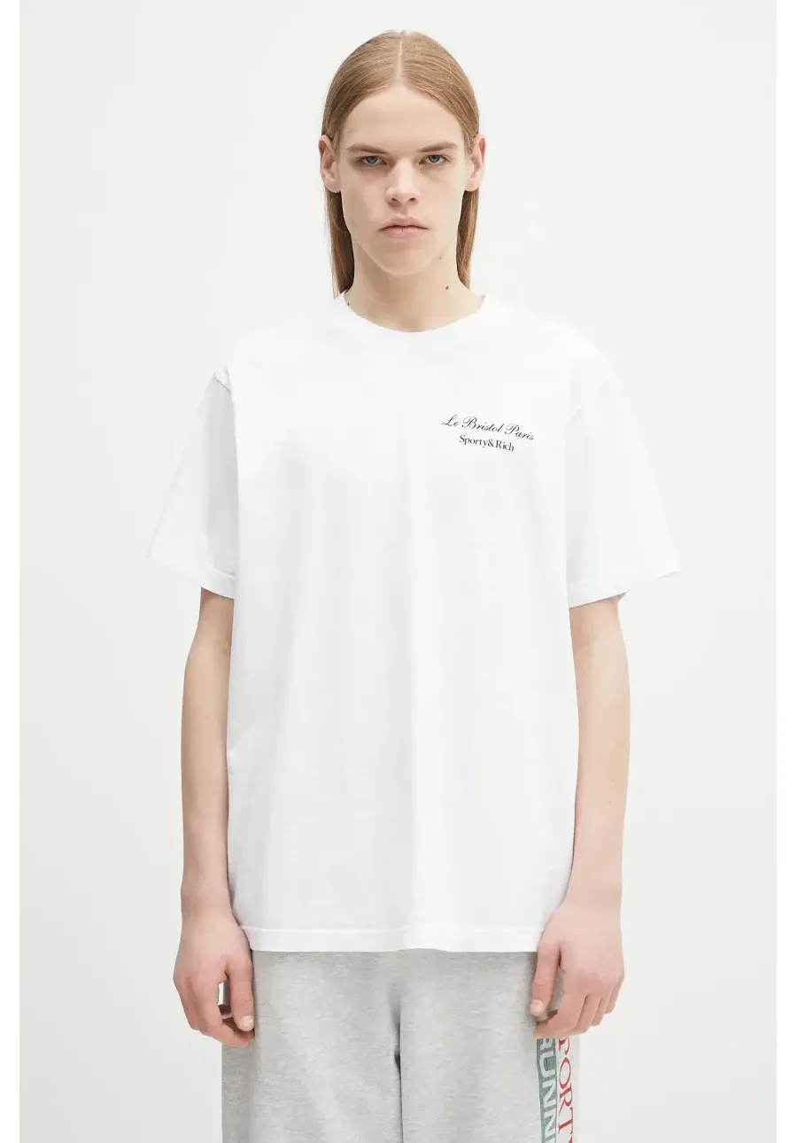 obrazek 1 Sporty & Rich t-shirt bawełniany Faubourg kolor biały z nadrukiem TO043517619WH01