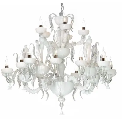 Zdjęcie Luksusowy żyrandol ze szkła Murano Rezzonico w kolorze białym i transparentnym - Il Paralume Marina