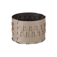 Picture Elegant leather basket Bottega-15 Ø20xH12 cm in cappuccino color