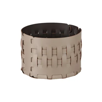 Zdjęcie Elegancki skórzany kosz Bottega-15 Ø20xH12 cm w kolorze cappuccino