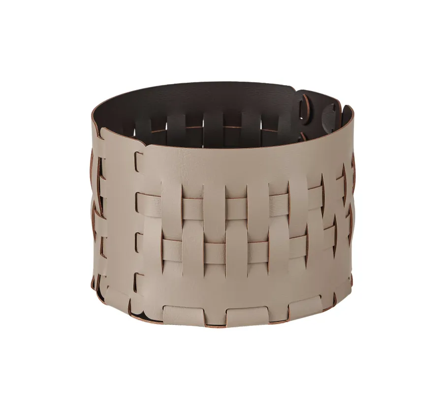 obrazek 1 Elegancki skórzany kosz Bottega-15 Ø20xH12 cm w kolorze cappuccino