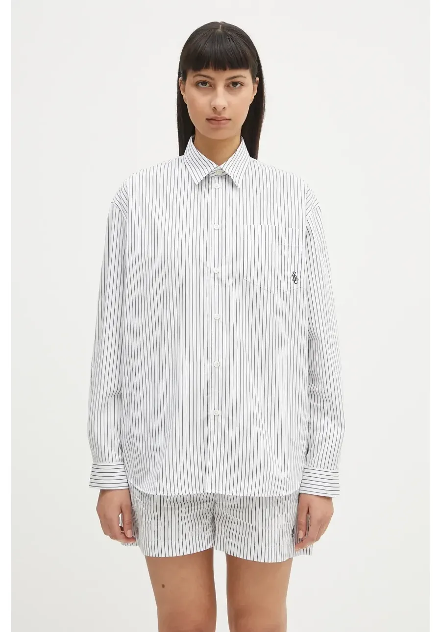 obrazek 1 Sporty & Rich koszula bawełniana Src Oversized damska kolor biały relaxed z kołnierzykiem klasycznym SI006606302ST71