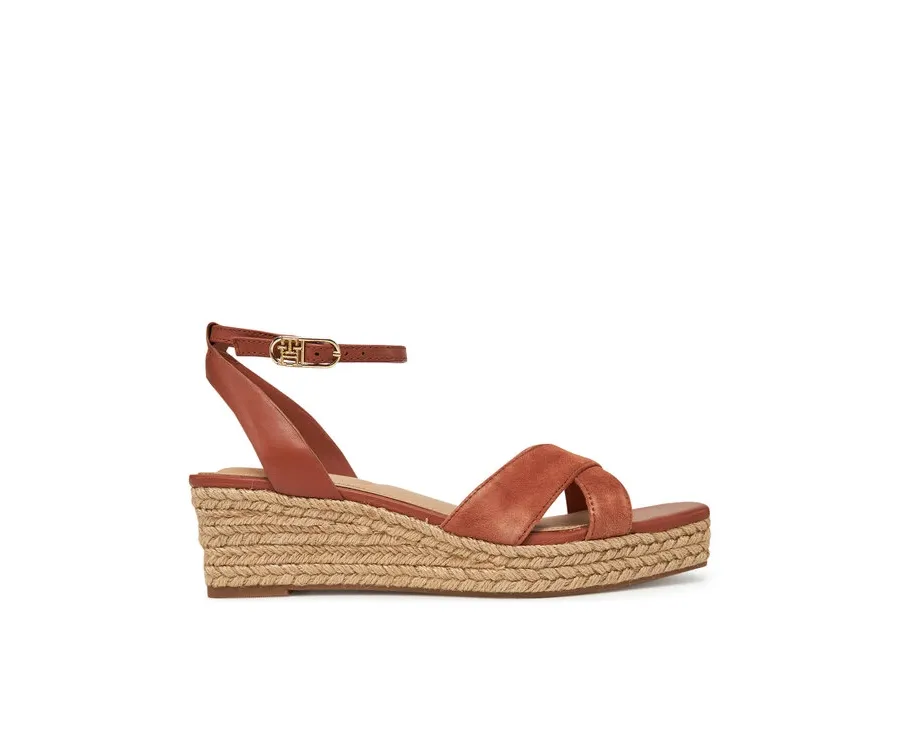 obrazek 1 Tommy Hilfiger Espadryle Leather & Suede Mid Wedge Espad FW0FW08804 Brązowy