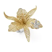 Picture Unique ring 18K gold-plated and silver-plated silver White zircons