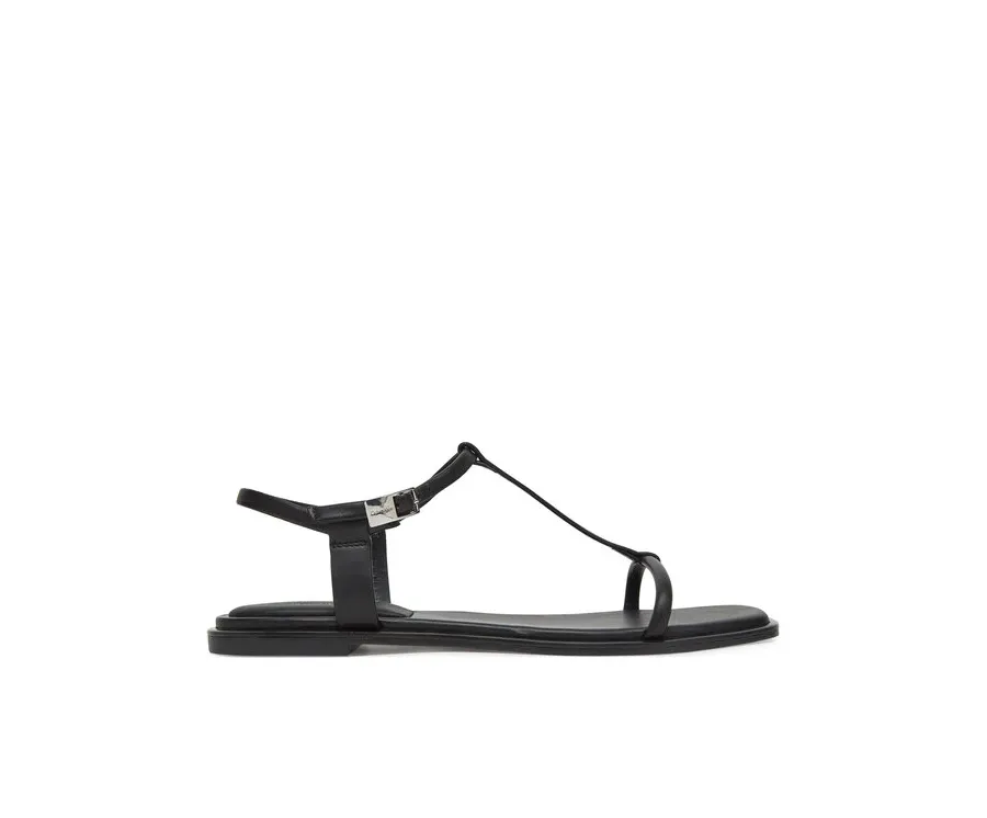 obrazek 1 Calvin Klein Sandały Flat Sandal Squared Buckle Lth HW0HW02556 Czarny