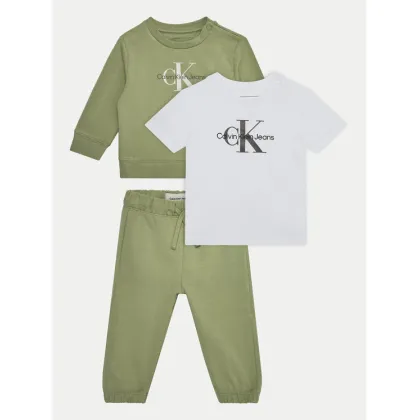 Zdjęcie Calvin Klein Jeans Komplet dresowy Monogram Starter IN0IN00011 Zielony Regular Fit