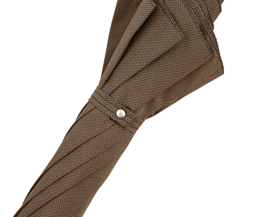 obrazek 3 Luksusowy parasol męski Ø110xL95 cm w kolorze czekoladowym ze skórzaną rączką