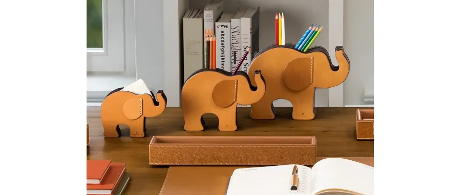 obrazek 7 Skórzany przybornik na biurko - Elephant