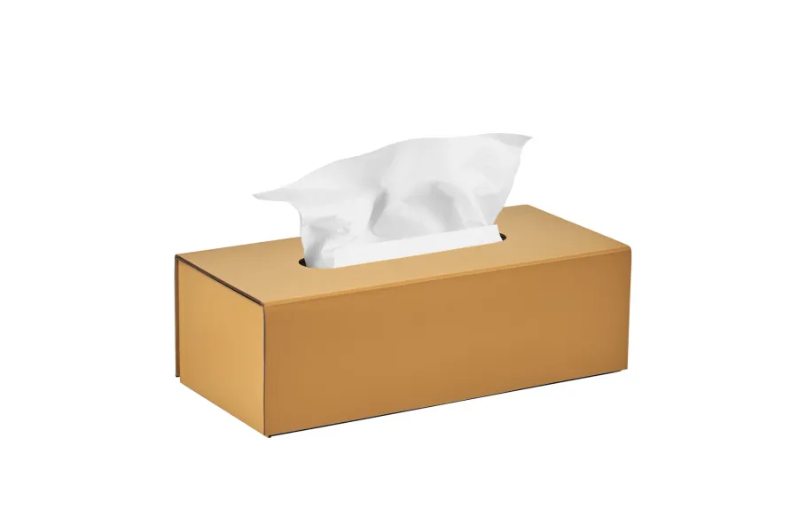 obrazek 1 Prostokątne pudełko na chusteczki 25x12xH8 cm w kolorze musztardowym