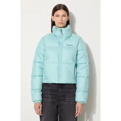 Zdjęcie Columbia kurtka Puffect Cropped Jacket damska kolor turkusowy zimowa 2002491
