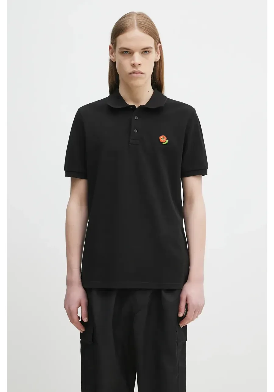 obrazek 1 Kenzo polo bawełniane Pop męski kolor czarny gładki FF55PO5424PU.99J