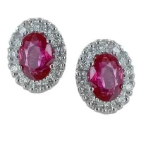 Picture Italian earrings with rubies and diamonds – large model