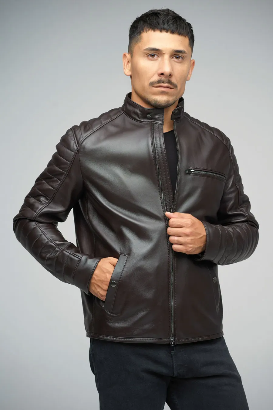obrazek 1 Skórzana kurtka dla mężczyzn idealna na spotkania biznesowe - A&A Vesa