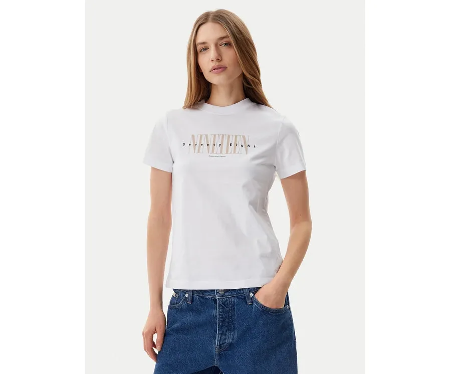 obrazek 1 Calvin Klein Jeans T-Shirt 19 Graphic J20J225259 Biały Regular Fit