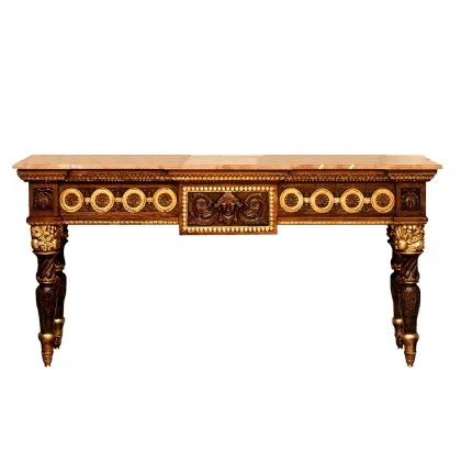 Picture Elite SOFIA console - walnut, gold, antique marble - Collecion Alexandra
