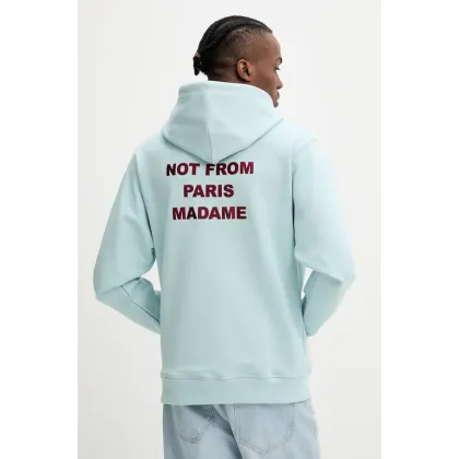 Zdjęcie Drôle de Monsieur bluza bawełniana Le Hoodie Slogan męska kolor turkusowy z kapturem z nadrukiem G-HO162-CO127-LBE