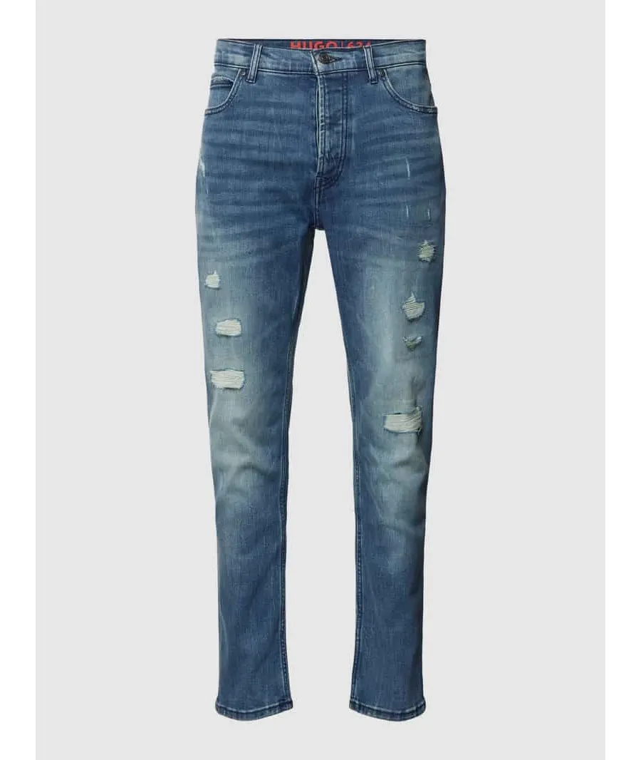 obrazek 1 Jeansy o kroju slim fit z przetarciami
