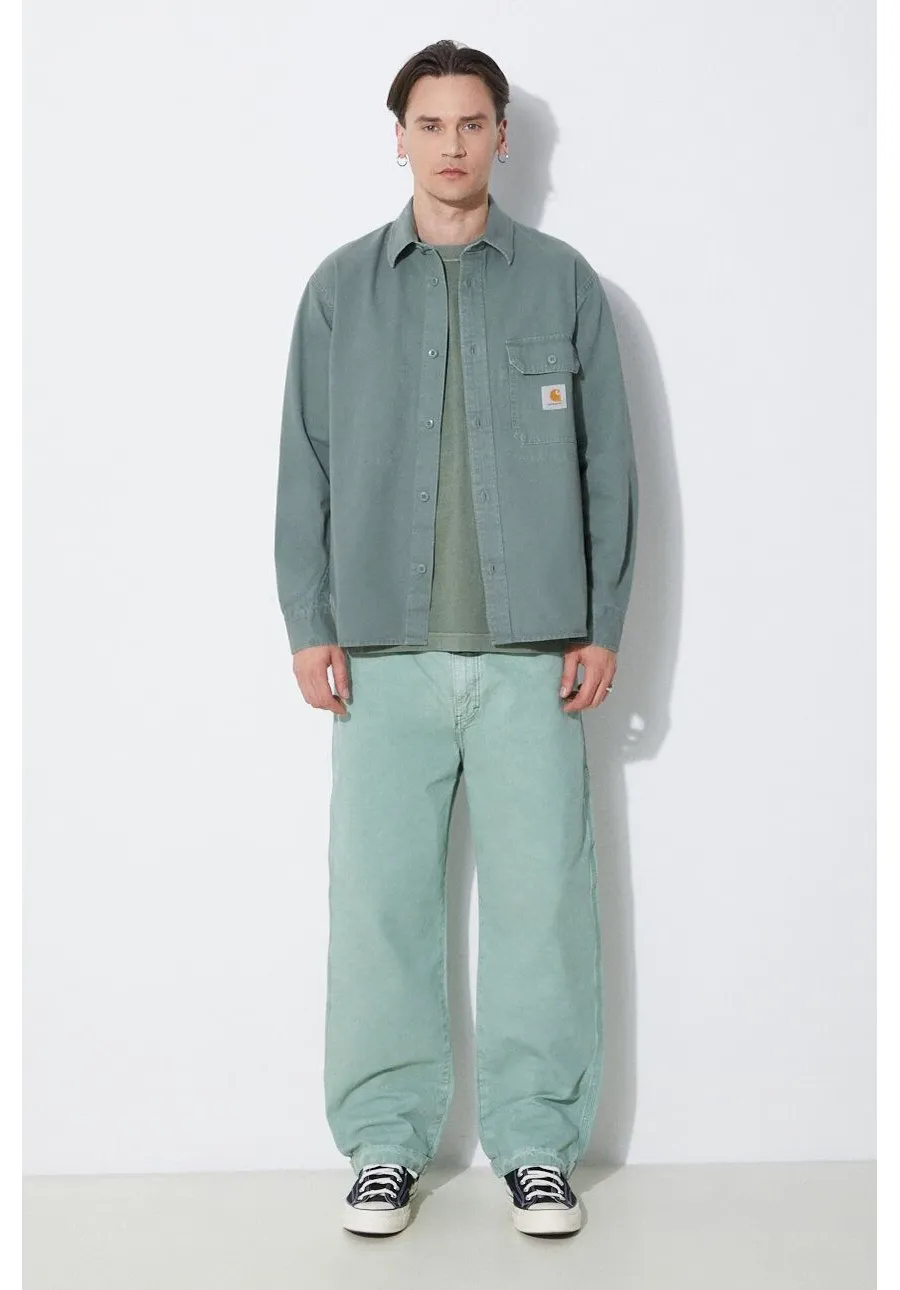 obrazek 1 Carhartt WIP kurtka koszulowa bawełniana Reno Shirt Jac kolor zielony przejściowa I031447.1YFGD