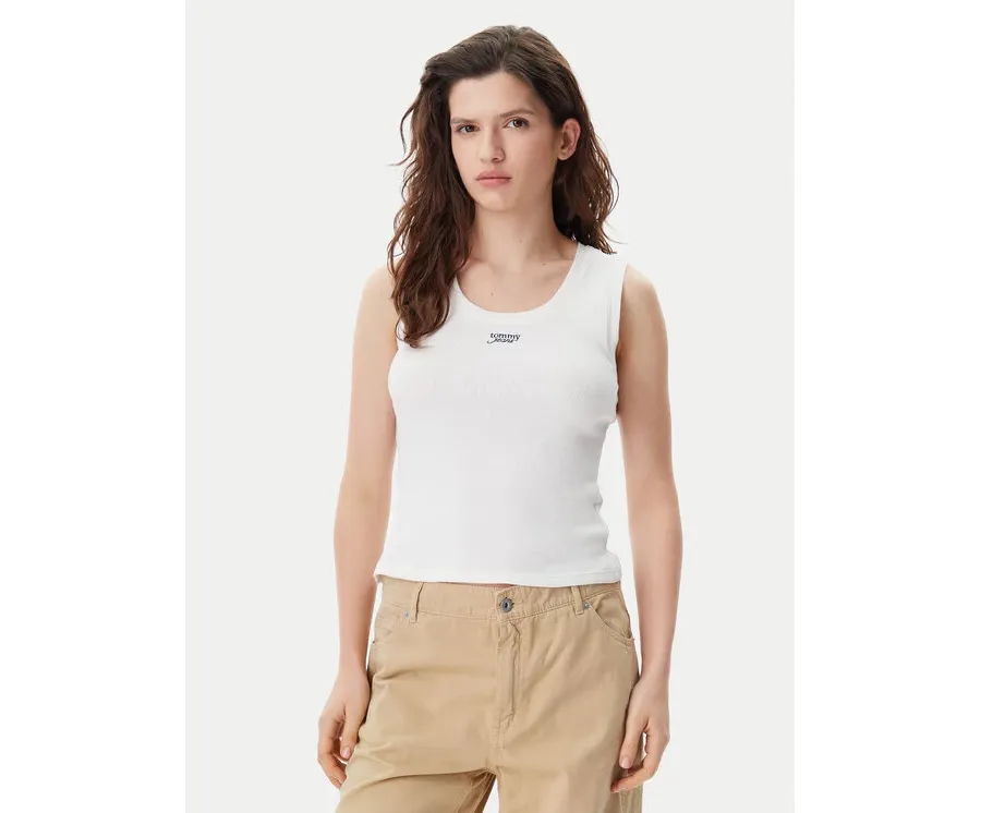 obrazek 1 Tommy Jeans Top DW0DW21369 Biały Slim Fit