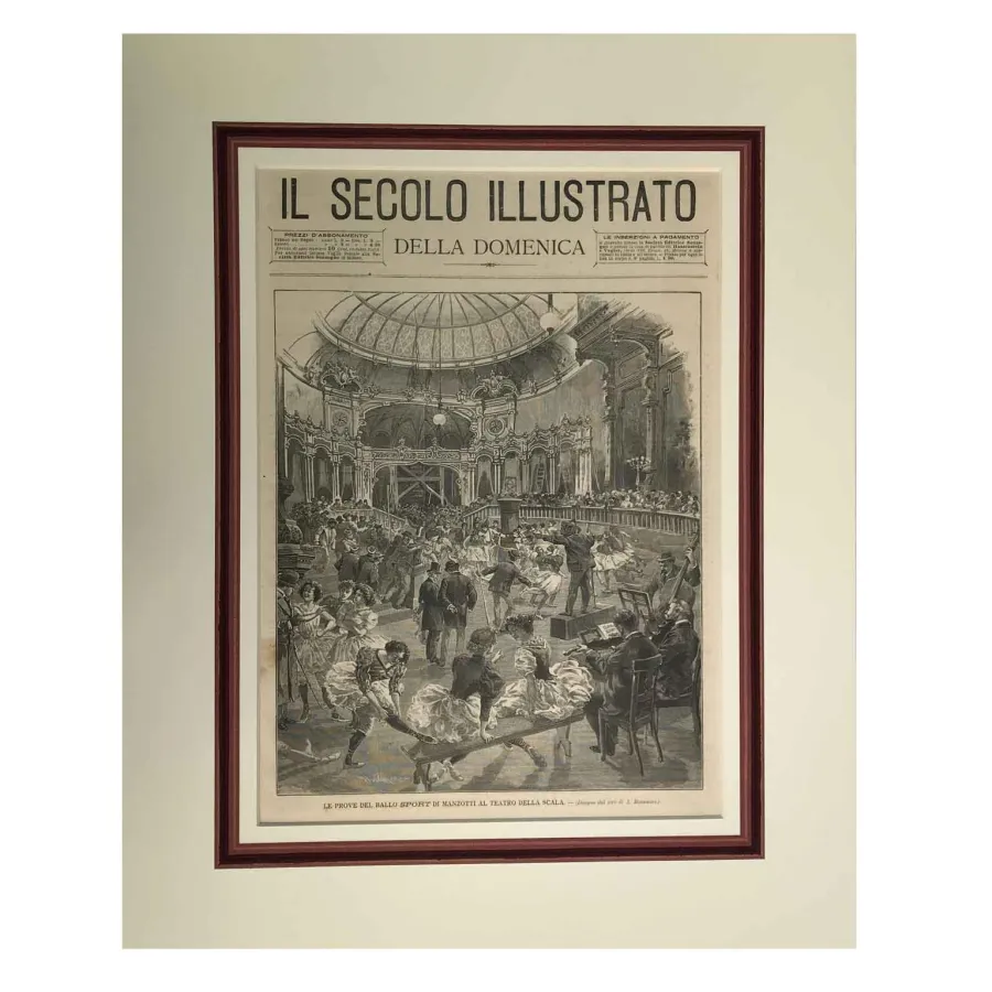obrazek 1 Antyczny wydruk - bal sportowy Manzottiego w Teatro della Scala w 1897 r.