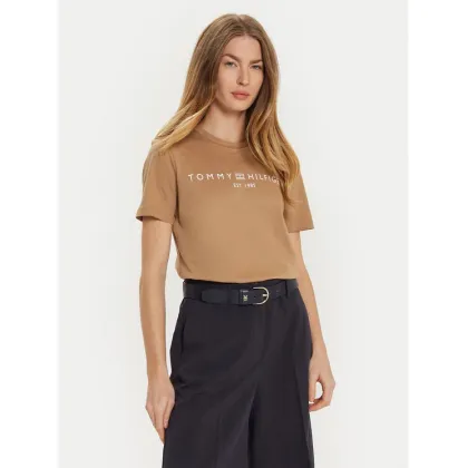 Zdjęcie Tommy Hilfiger T-Shirt WW0WW40276 Beżowy Regular Fit