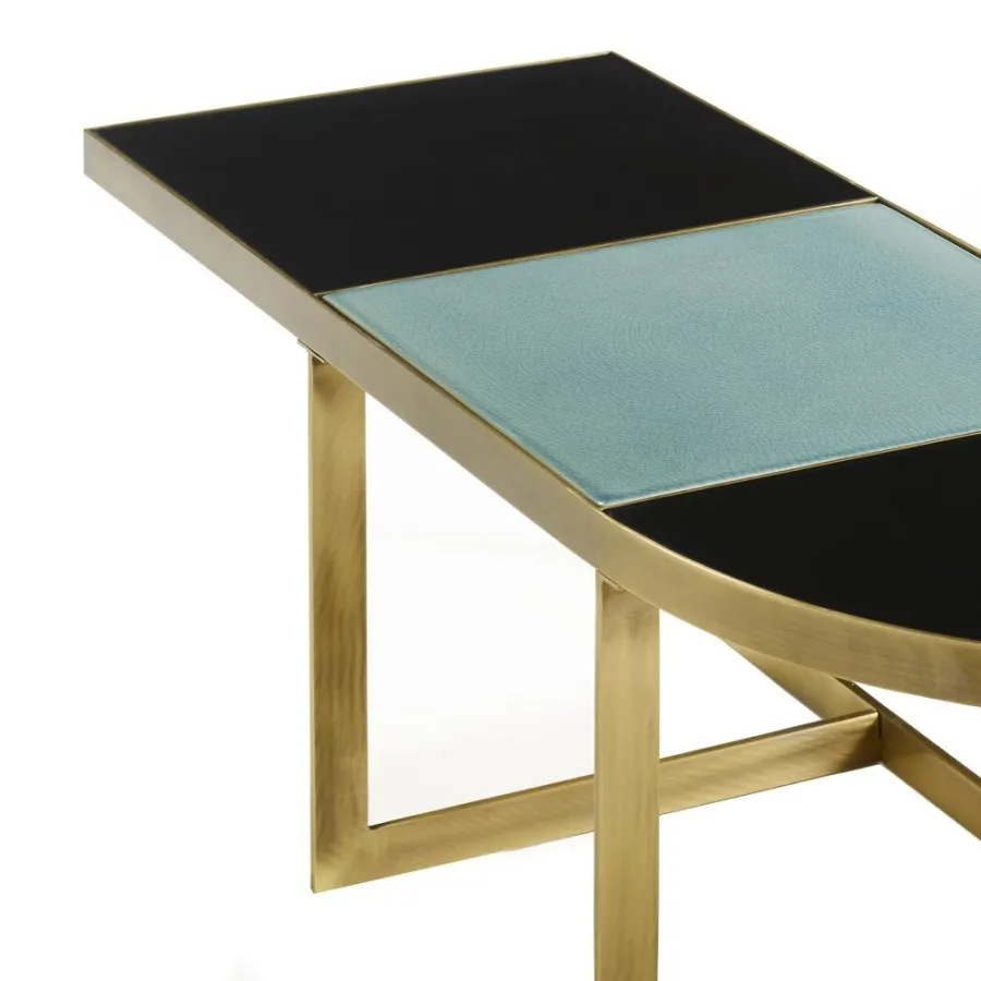 obrazek 8 Stolik kawowy z mosiężną konstrukcją  H.45xL.135xP.90 cm