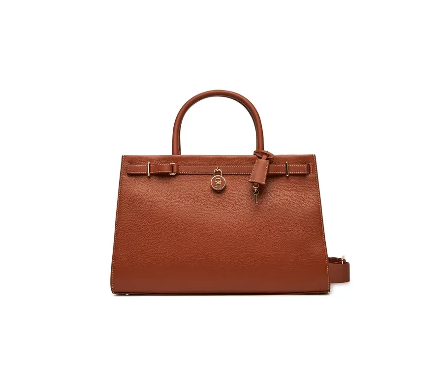 obrazek 1 Tommy Hilfiger Torebka American Icon Tote Leather AW0AW17185 Brązowy