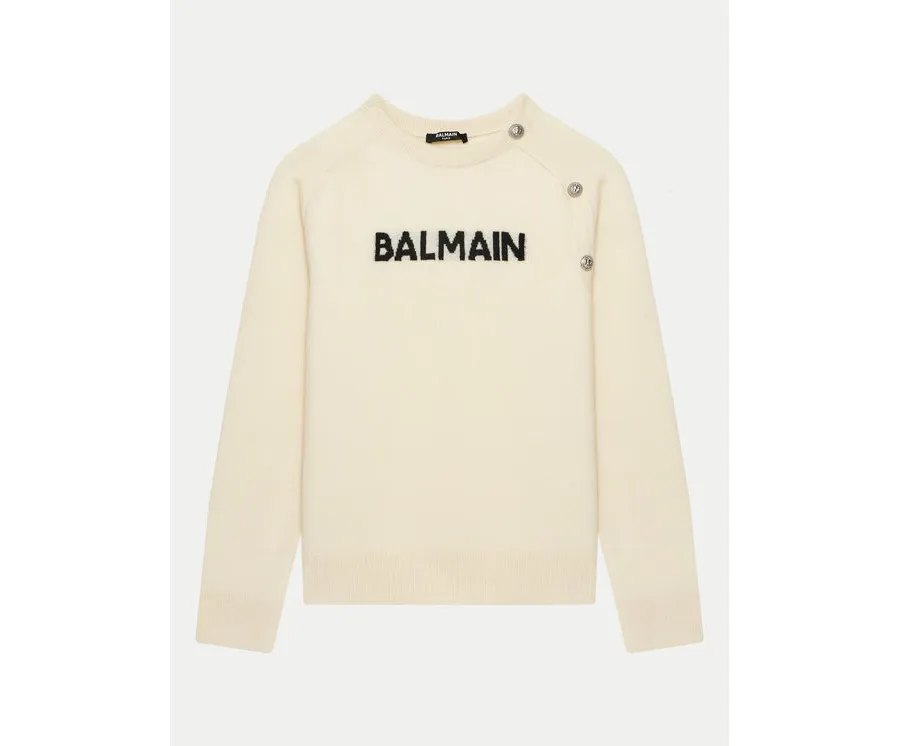 obrazek 1 Balmain Sweter BV9B00-Z2409 Écru Regular Fit