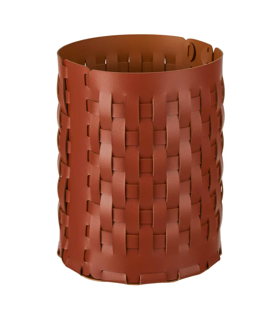 obrazek 1 Burgundowy skórzany kosz Bottega Ø20xH25 cm