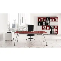 Picture Italian modern desk with glass top - Forest