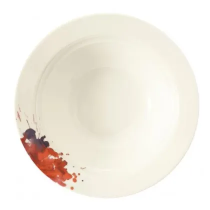 Zdjęcie Stylowa okrągła duża miska z porcelany zdobiona motywem kwiatu geranium – Tettau