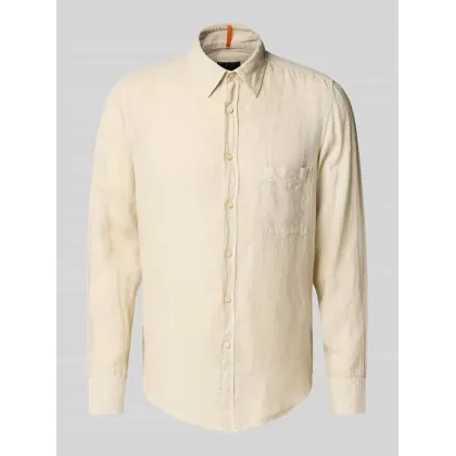 Zdjęcie Koszula lniana o kroju regular fit z kieszenią na piersi model ‘Relegant’