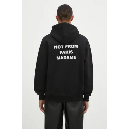 Zdjęcie Drôle de Monsieur bluza bawełniana Le Hoodie Slogan męska kolor czarny z kapturem z nadrukiem PERM-HO162-CO127-BL