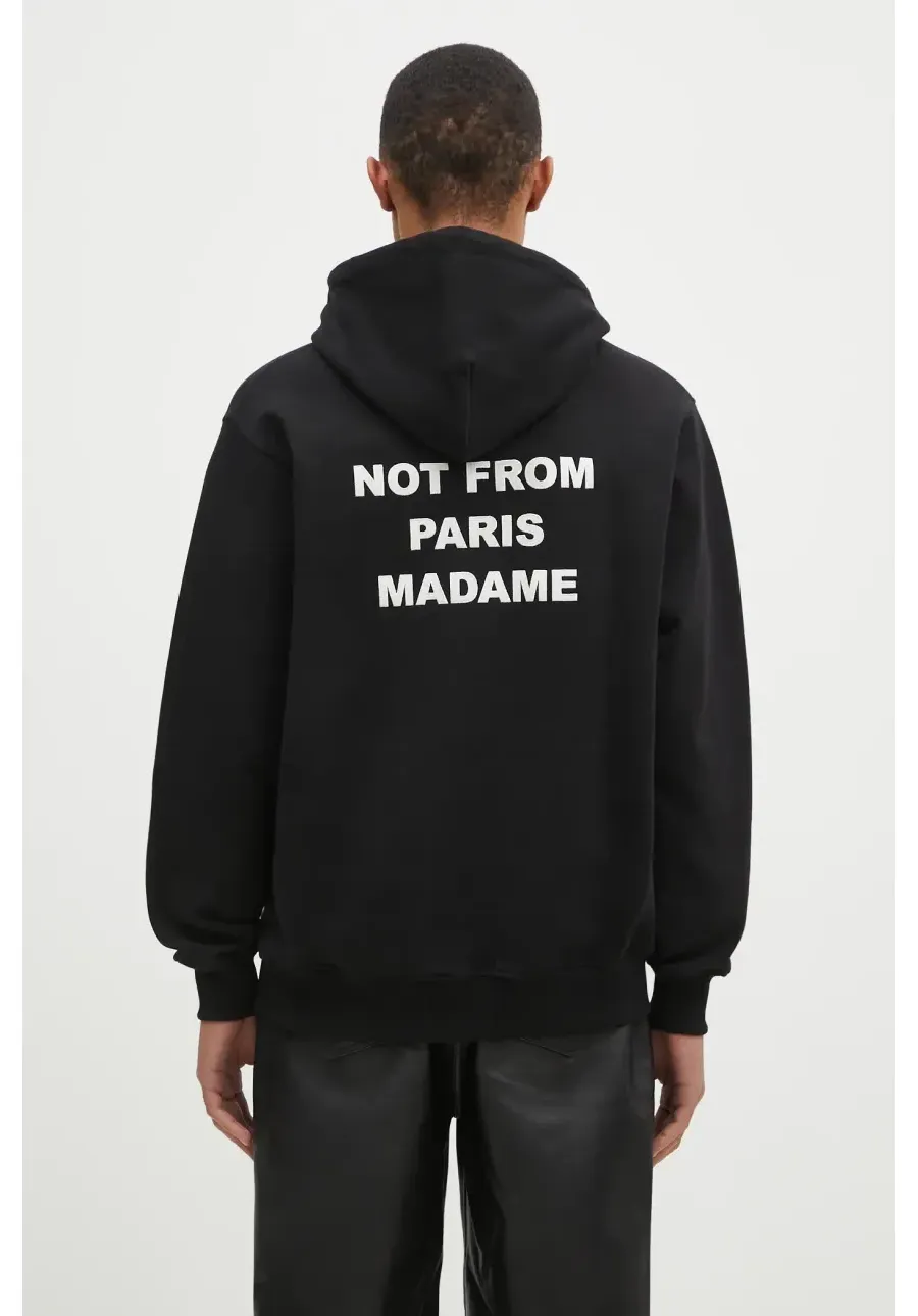 obrazek 1 Drôle de Monsieur bluza bawełniana Le Hoodie Slogan męska kolor czarny z kapturem z nadrukiem PERM-HO162-CO127-BL