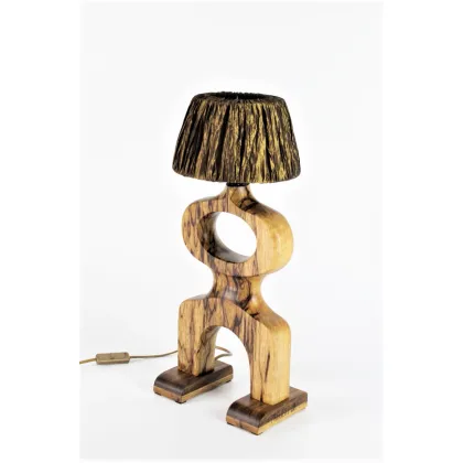Zdjęcie Wyjątkowa lampa stołowa -FARO-, rzeżba z drewna, lampa nocna, lampa biurkowa, prezent dla domu, modern art, nastrojowe światło