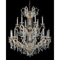 Picture Luxurious Mariateresa chandelier with gold-plated metal frame covered with glass arms and clear crystal pendants - Il Paralume Marina